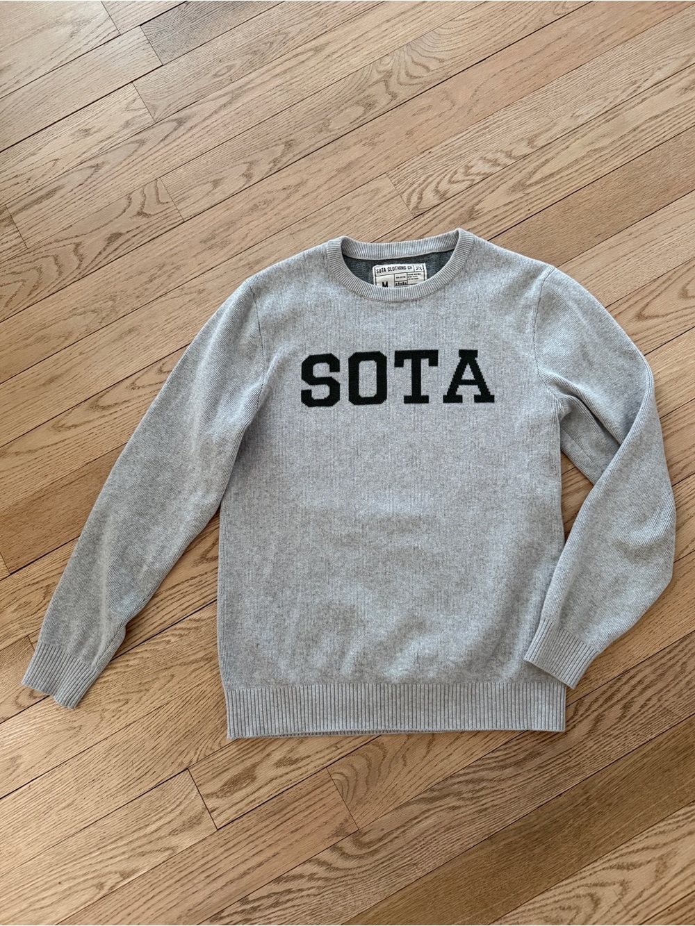 Sota Clothing Co Men's Gray Crewneck Sweater with green Lettering Medium